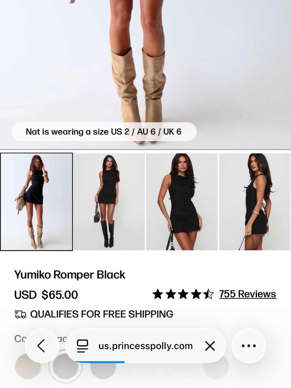Princess Polly Yumiko Black Mini Romper